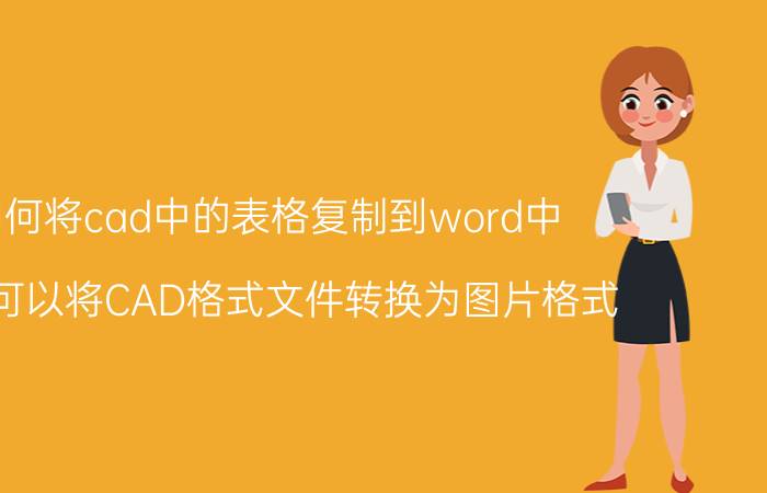 如何将cad中的表格复制到word中 怎么可以将CAD格式文件转换为图片格式？